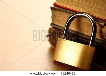 Pile Of Old Books And Keylock