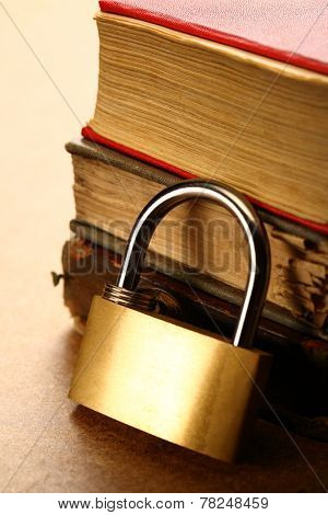 Pile Of Old Books And Keylock