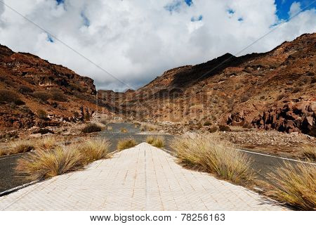 Road in Parque Natural de Pilancones in Gran Canaria, Canary Islands, Spain