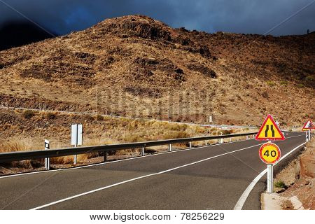 Road in Parque Natural de Pilancones in Gran Canaria, Canary Islands, Spain