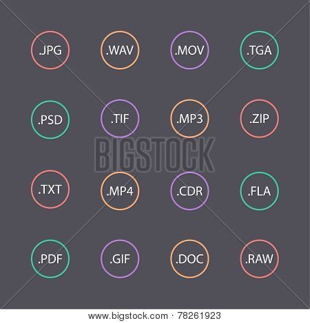 Multicolored set of document file formats