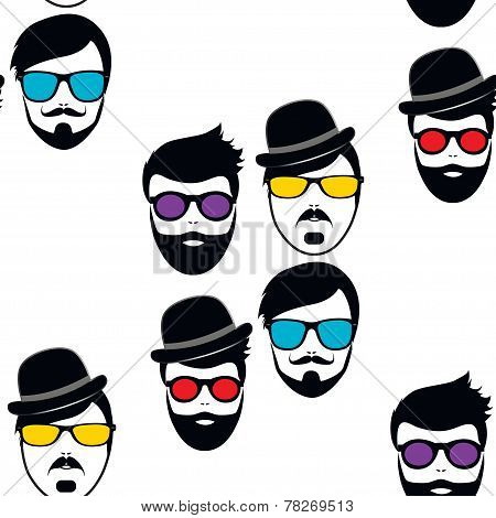Fashion style hipsters silhouette in seamless.