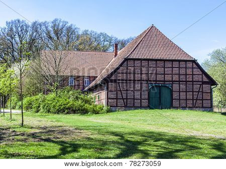 OSTERHEIDE, GERMANY - APR 12, 2012: old Half timbered farm house in Germany