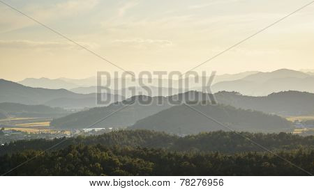 Layers Of Mountain In Korea