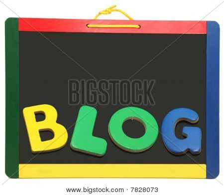 Blog voluit op schoolbord