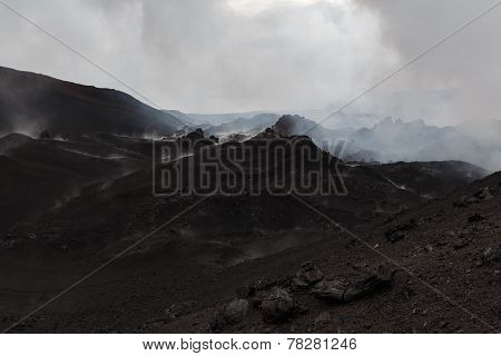 Mountain Landscape Of Kamchatka: A Volcanic Eruption Area