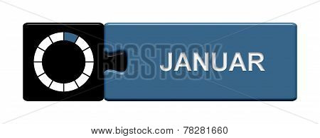 Puzzle Button black blue: Month January