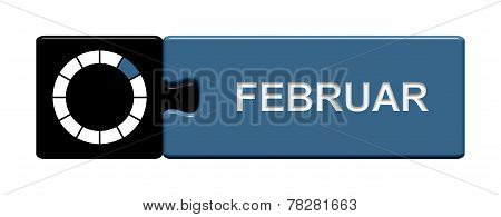 Puzzle Button black blue: Month February