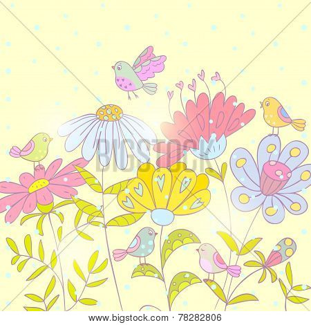 flowers and birds background