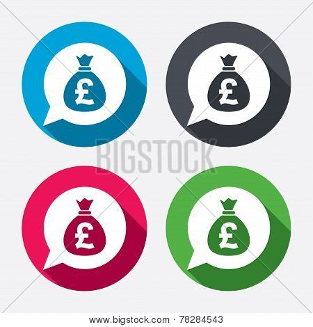Money bag sign icon. Pound GBP currency.