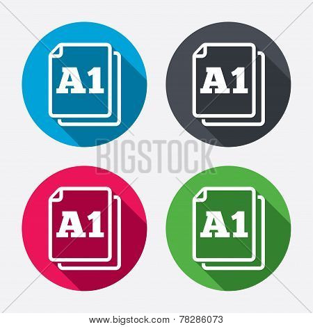 Paper size A1 standard icon. Document symbol.