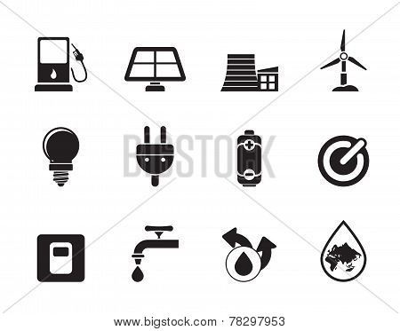 Silhouette Ecology, power and energy icons