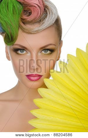 Portrait Of Young Woman With Bright Makeup