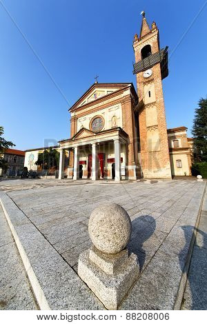 Parabiago In  The Old     Closed Brick Tower Sidewalk Italy  Lombardy