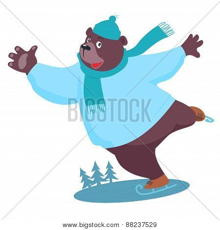 Bear ice skating