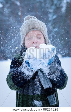 Portrait Of Boy Wearing Scarf, Winter
