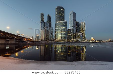 Business Center Moscow City at night.