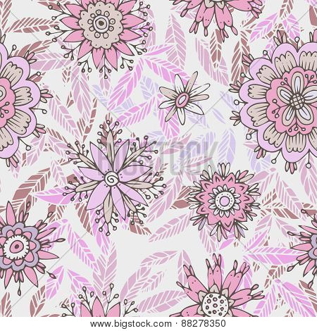 Seamless floral pattern in cartoon stile
