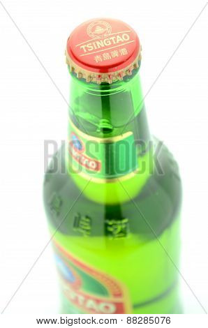 Tsingtao beer isolated on white background