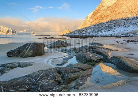 sunrise over Haukland Beach