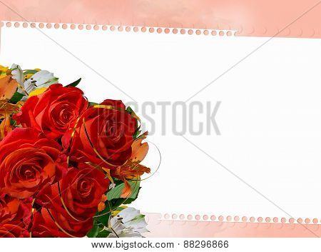 ?ard With A Bouquet Of Roses