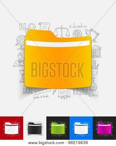 folder paper sticker with hand drawn elements