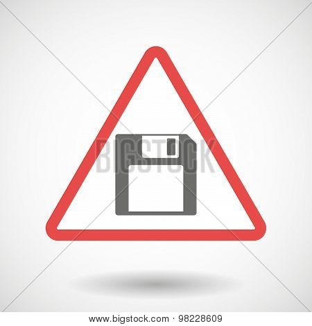 Warning Signal With A Floppy Disk