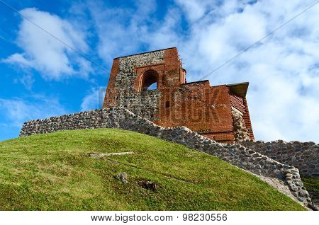 Ruins Of Upper Castle Vilna Against Bright Blue Sky