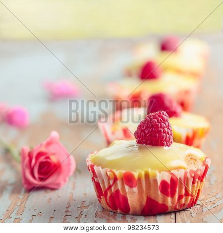 cupcake with raspberry