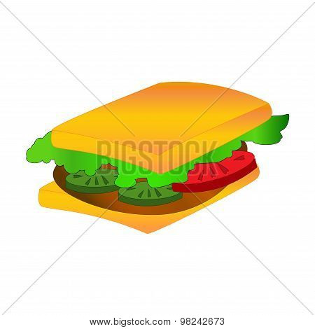 Sandwich on white background. Vector illustration.