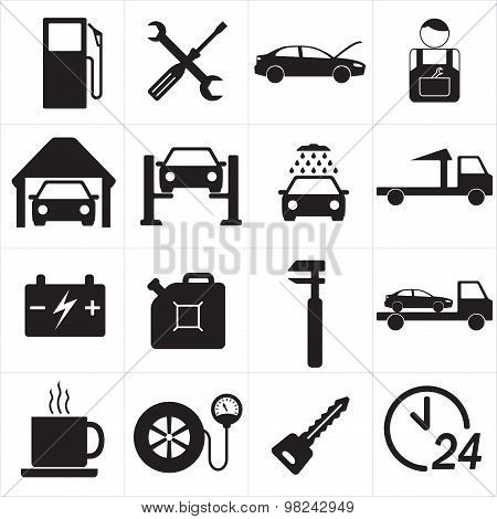 Car service icon set. Vector Illustration.
