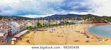 Panoramic View Of Tossa De Mar At Stormy Weather