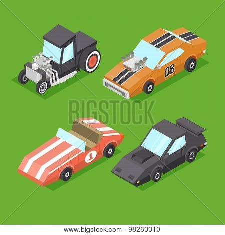 Vector Cartoon Isometric Sport Cars
