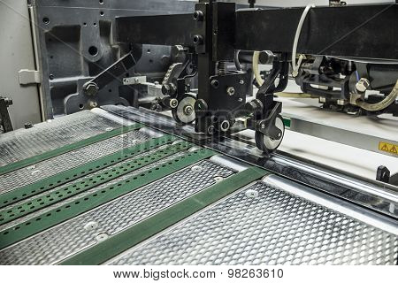 detailed view of a sheetfed offset printing machine 
