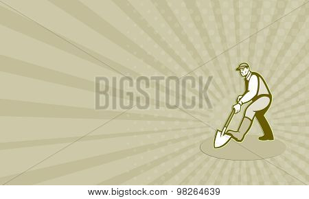 Business Card Gardener Landscaper Digging Shovel Retro