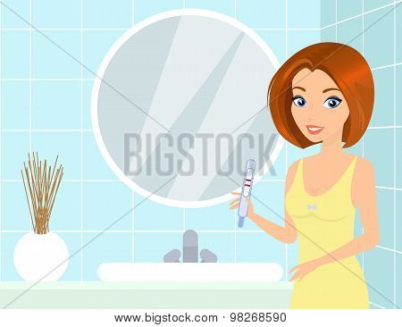 Pretty woman with test