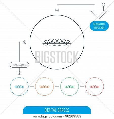 Dental braces icon. Teeth healthcare sign.