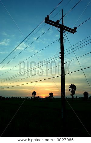 Večer před slunce venkovských Thajsko