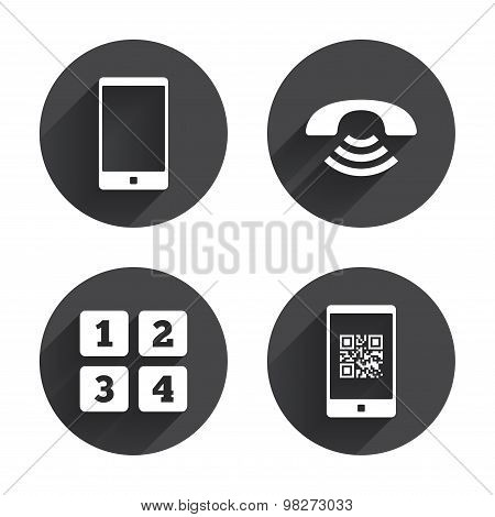 Phone icons. Call center support symbol.
