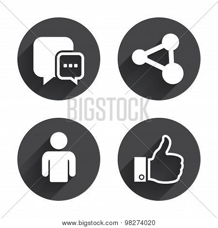Social media icons. Chat speech bubble and Share
