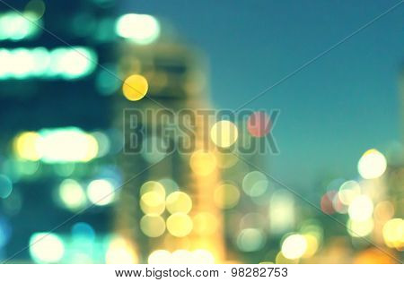 Vintage defocused abstract colorful night lights background. Bokeh light