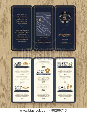 Vintage Restaurant Menu Design Pamphlet Template