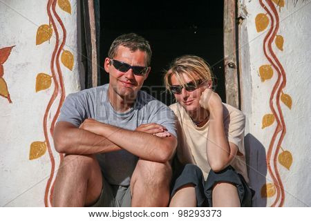 Couple in a doorway