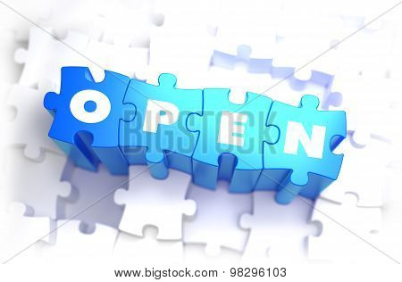 Open - Text on Blue Puzzles.