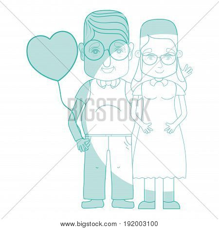 silhouette old coupe people with glasses and hairstyle vector illustration