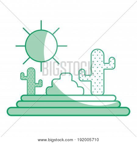 silhouette cactus with sun natural aventure vector illustration