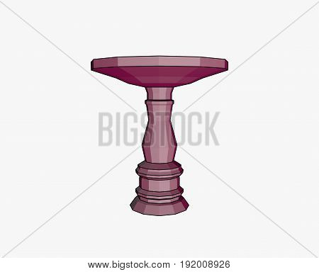 Red Birdbath Isolated On White Background