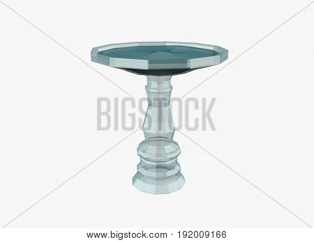 Illustration of glassed birdbath in low poly style isolated on white background