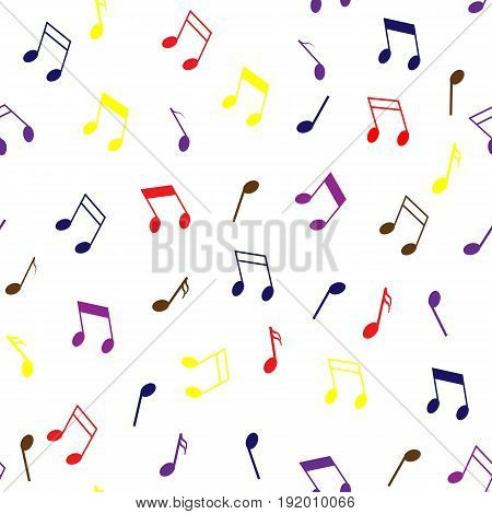 Seamless background with music notes. Vector drawing