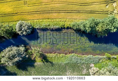 Le Rhin Tortu, a small river in the south of Strasbourg - Alsace, France